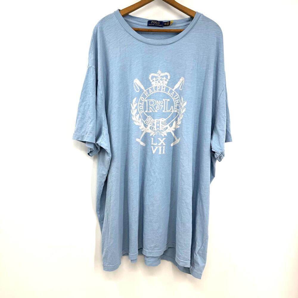 Polo Ralph Lauren Graphic Tee Shirt Mens 4XB Blue Nautical Preppy 100% Cotton 4X